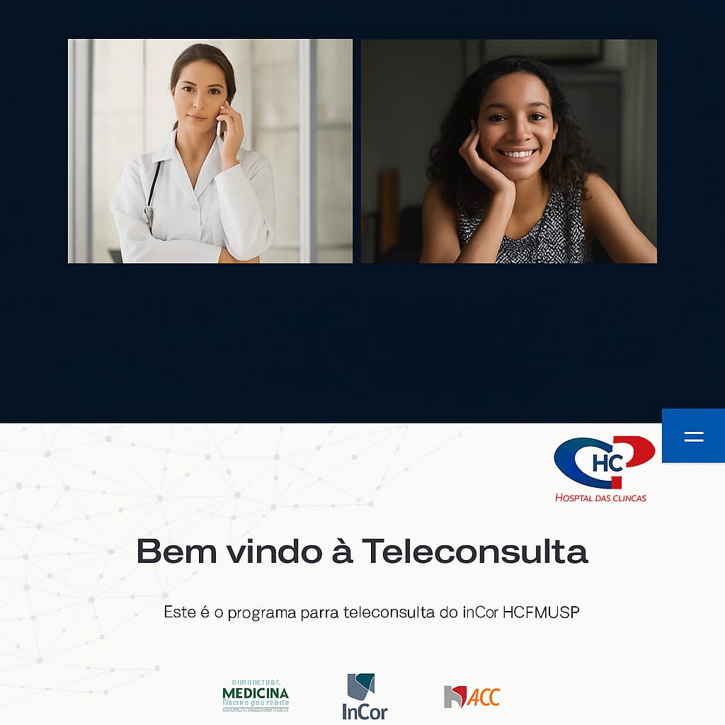 Imagem de dua pessoas simulando uma teleconsulta 